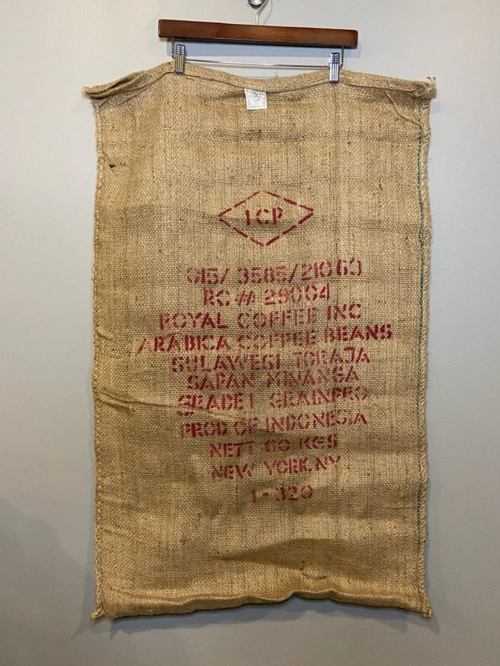 Sulawesi Toraja Arabica Coffee Burlap Sack / Royal Coffee Inc / Rustic Decor